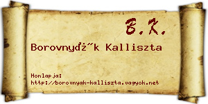 Borovnyák Kalliszta névjegykártya